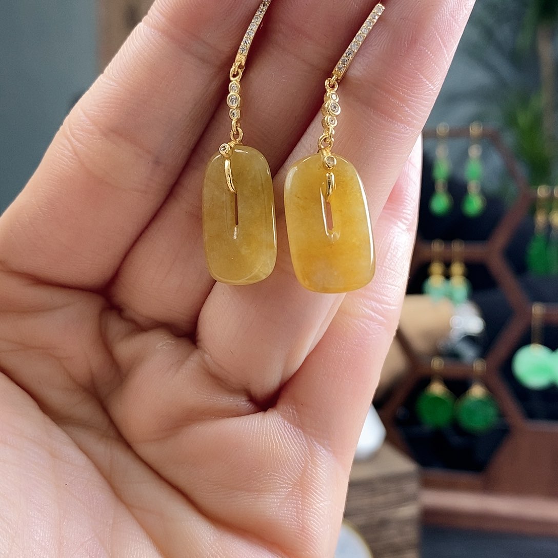 翡翠耳饰银S925镶嵌翡翠