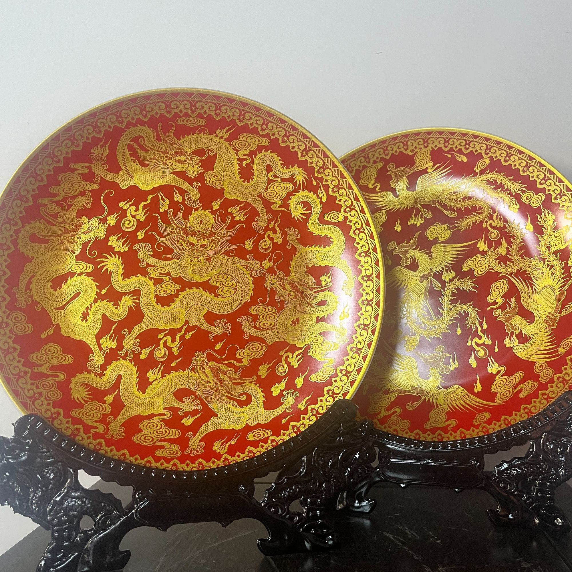 描金龙凤呈祥赏盘