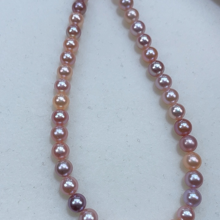 淡水珍珠颈饰银S925镶嵌5.5炫彩干净飒飒亮糖果珠