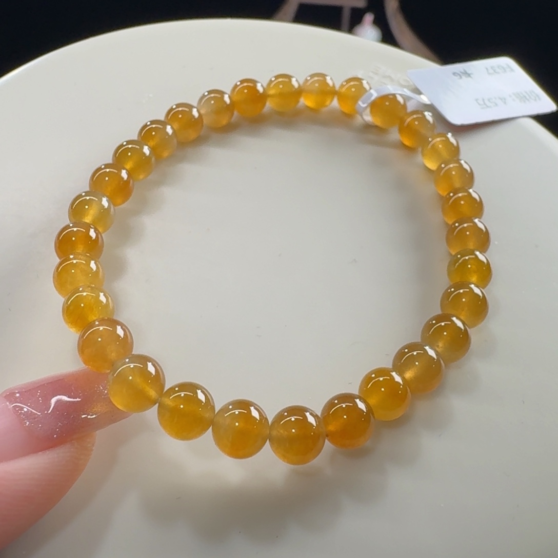 未镶嵌手串翡翠炸光！毕业！冰波金橘黄串卡6