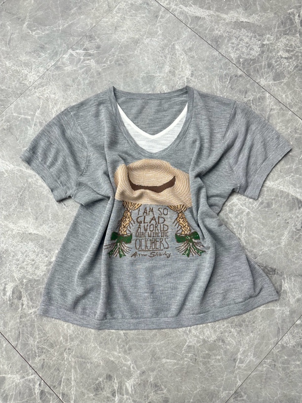 1312时尚夏季薄款草帽针织短袖