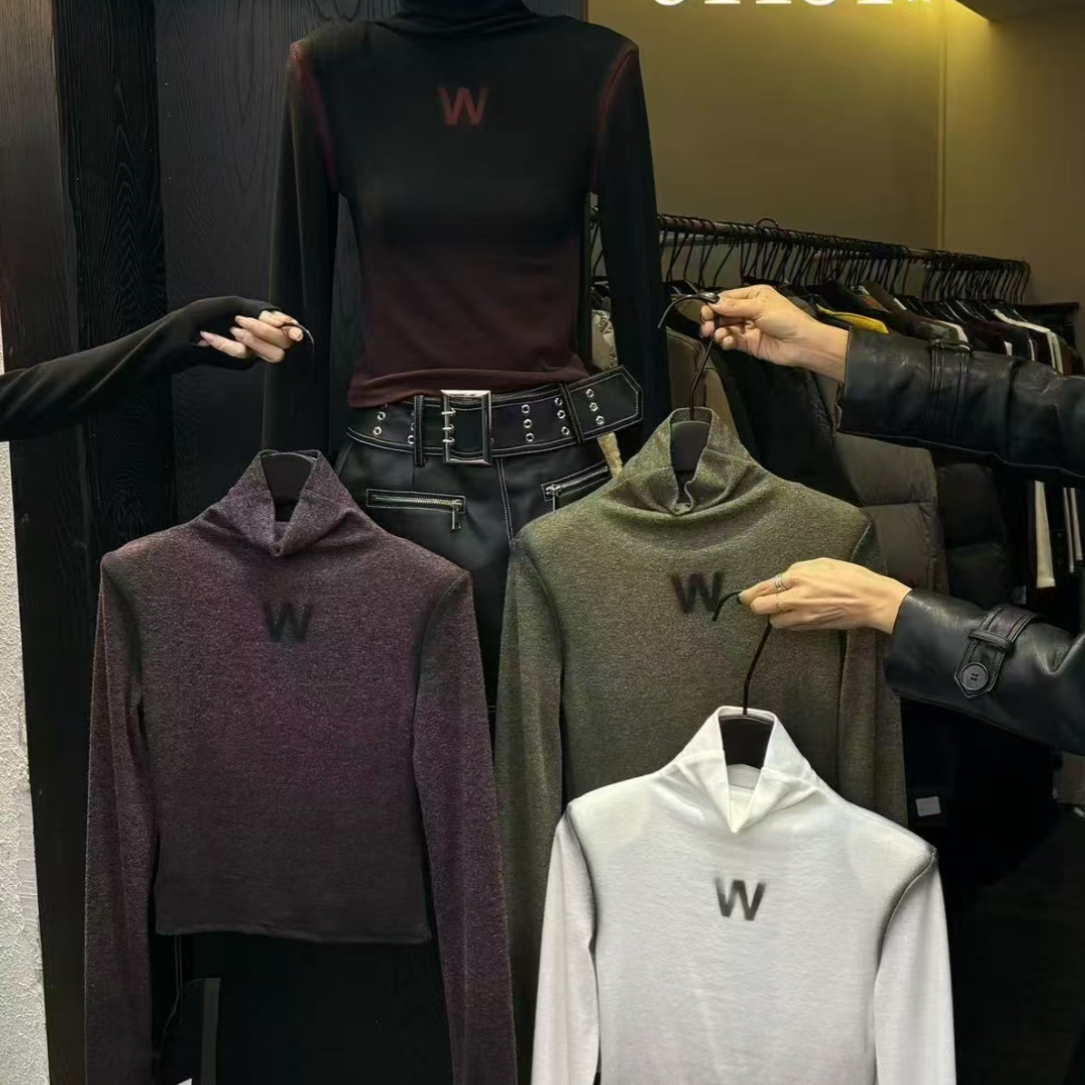 81131秋冬加绒磨毛高领修身显瘦内搭打底衫设计感洋气长袖T恤