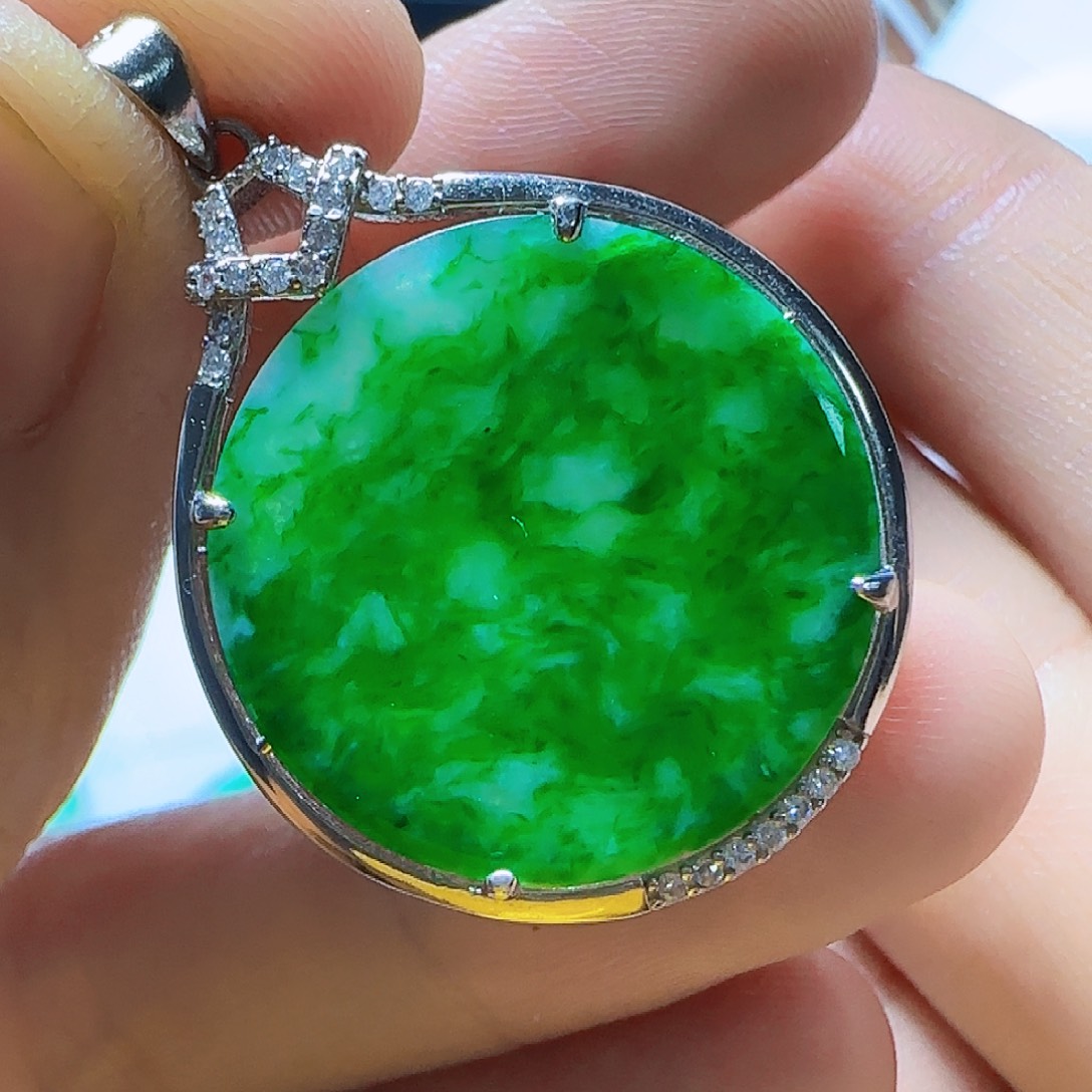 翡翠银S925镶嵌颈饰翡翠660