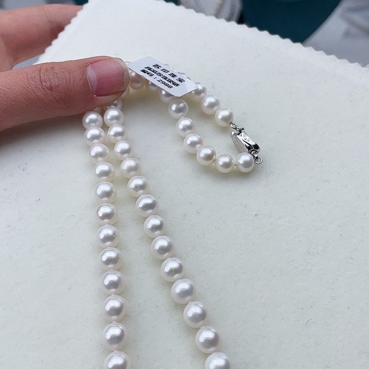 淡水珍珠颈饰银S925镶嵌卡8极光冷白高品