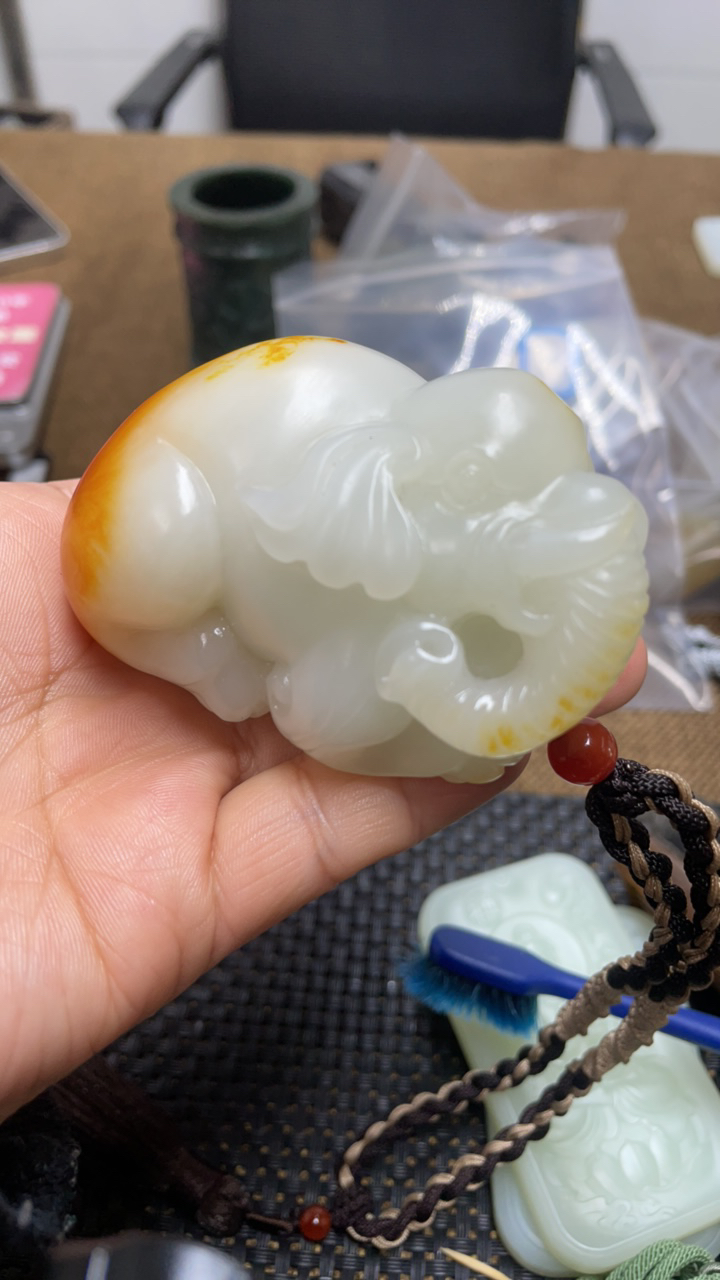 和田玉 把件大象
