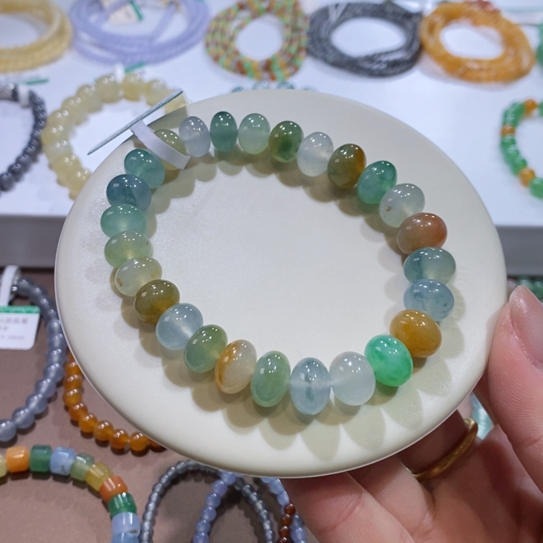 翡翠手链未镶嵌多宝鼓珠