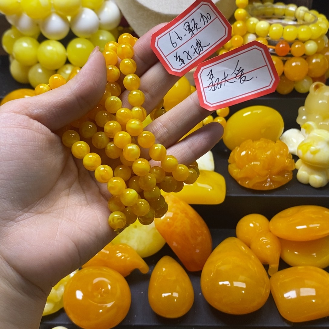 磊***9非金属树脂全品无暇精品66颗老蜡卡8项链