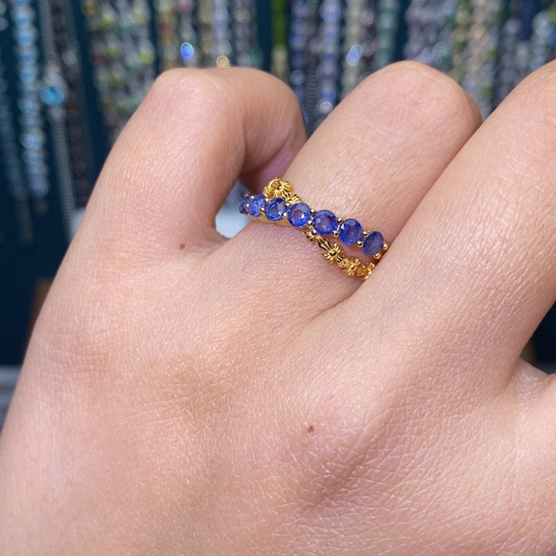 蓝宝石戒指银S925镶嵌