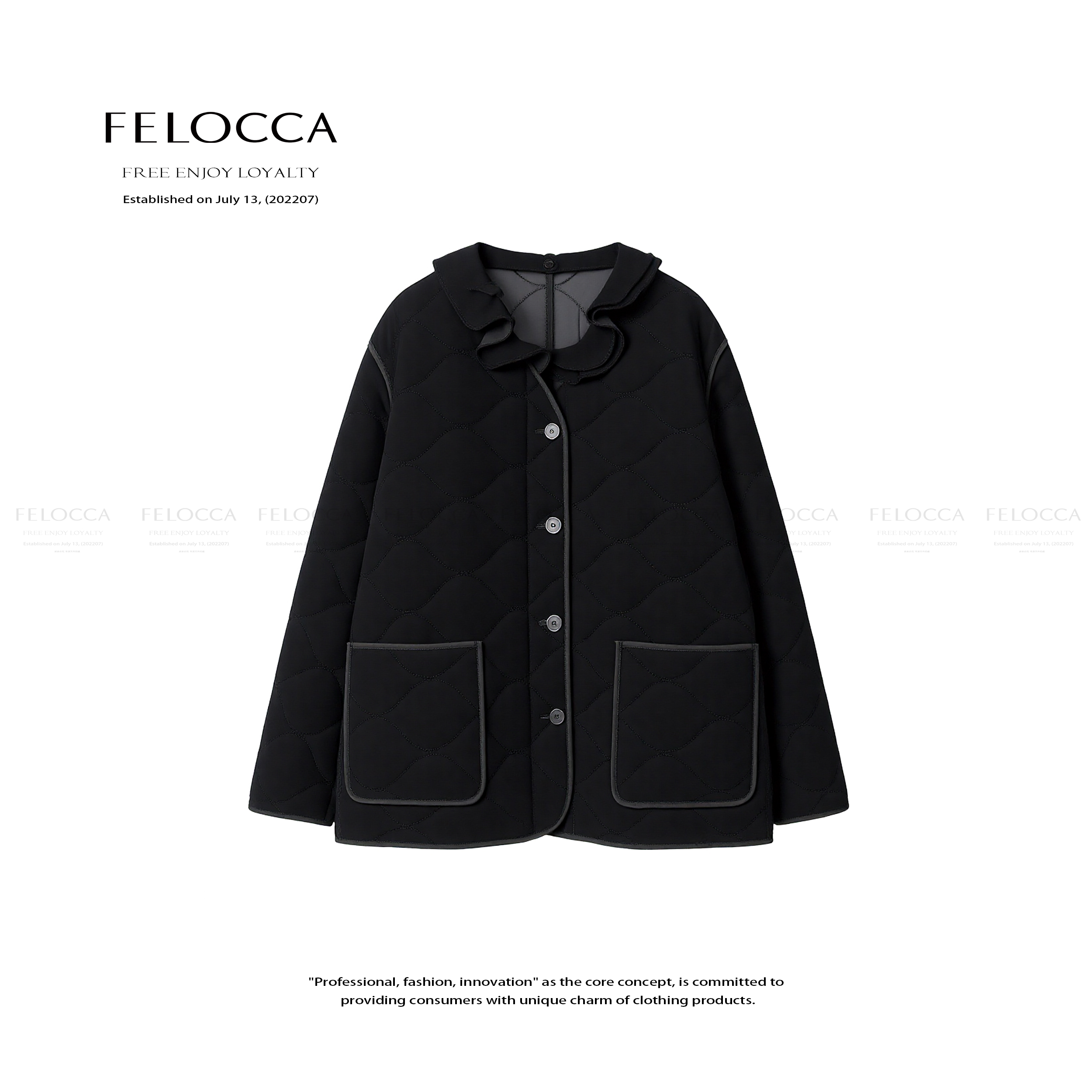 【FELOCCA】可拆卸花苞领棉服菱格休闲外套25AWT698