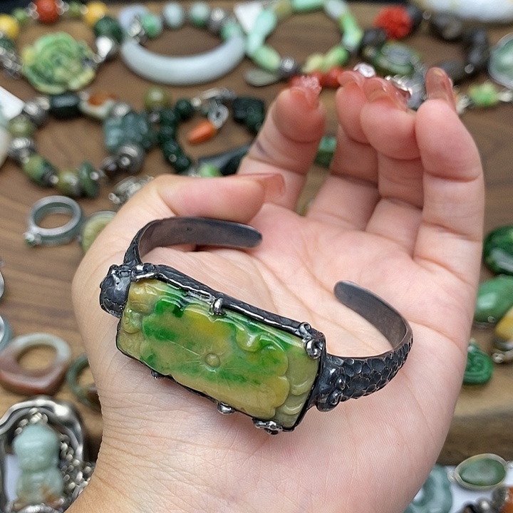 乐***天翡翠银S925镶嵌颈饰054