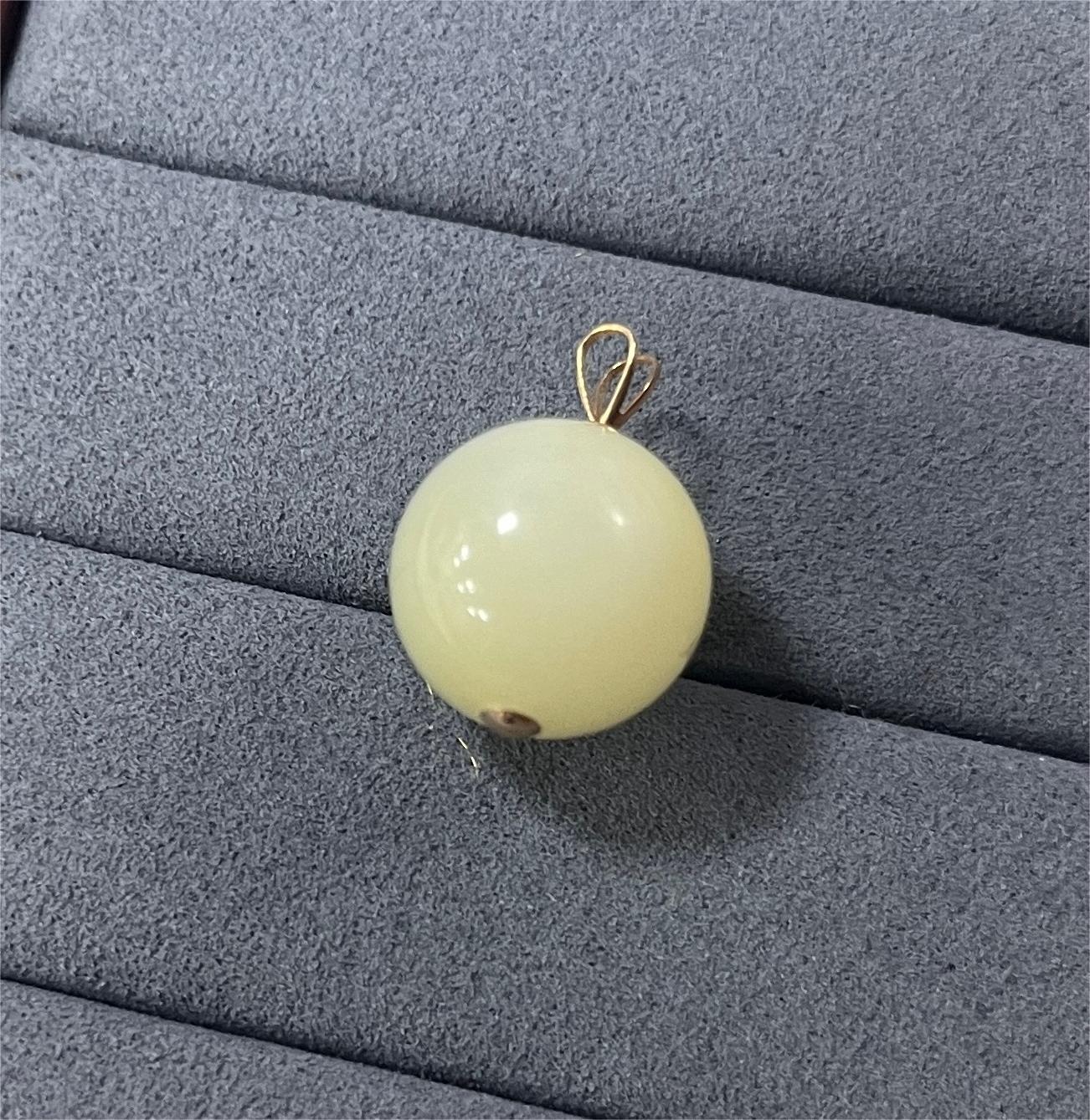 18K金新疆若羌和田黄玉单珠吊坠（多样性发货，拍一发一）
