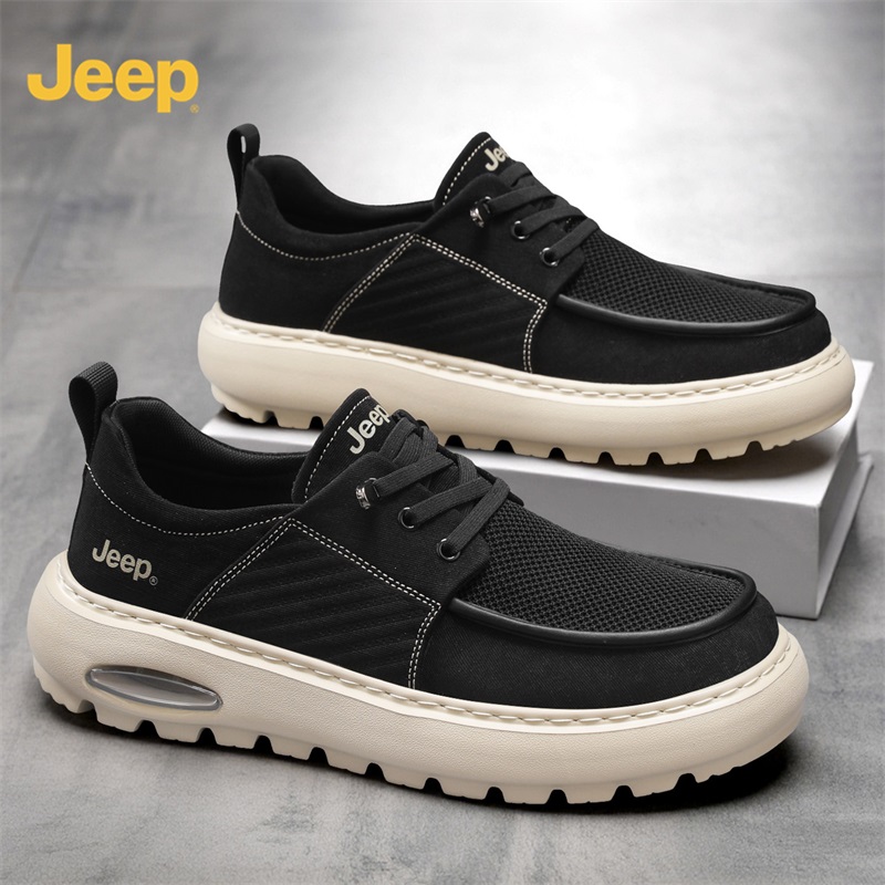 JEEP/吉普男鞋2026秋季新款百搭厚底运动休闲鞋男士网面透气板鞋