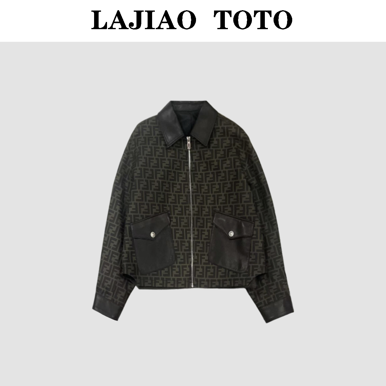 【敏洋纯】LAJIAO TOTO大牌风纹路翻领秋冬季短款真皮女皮衣外套