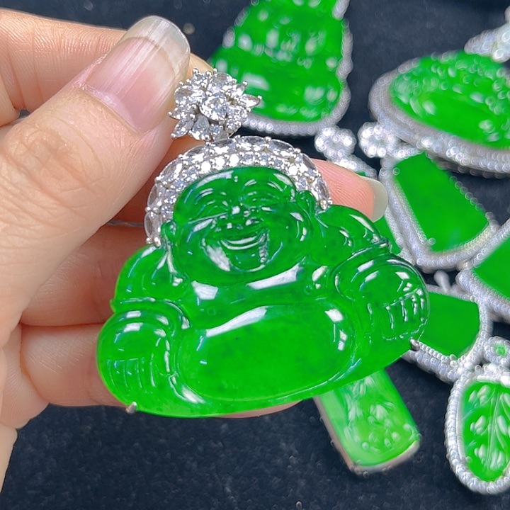 翡翠吊坠(不含链)银S925镶嵌