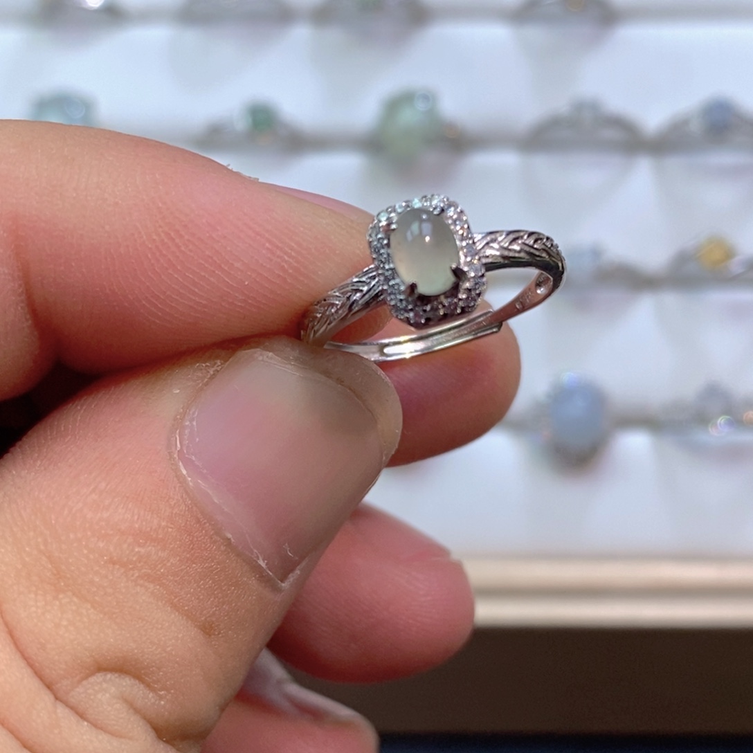 翡翠银S925镶嵌戒指