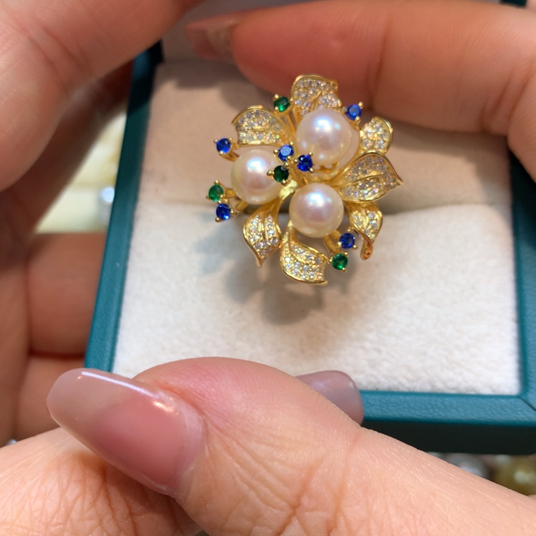 海水珍珠戒指银S925镶嵌