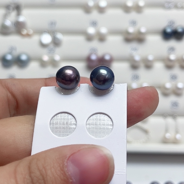 原***n淡水珍珠银S925镶嵌耳饰