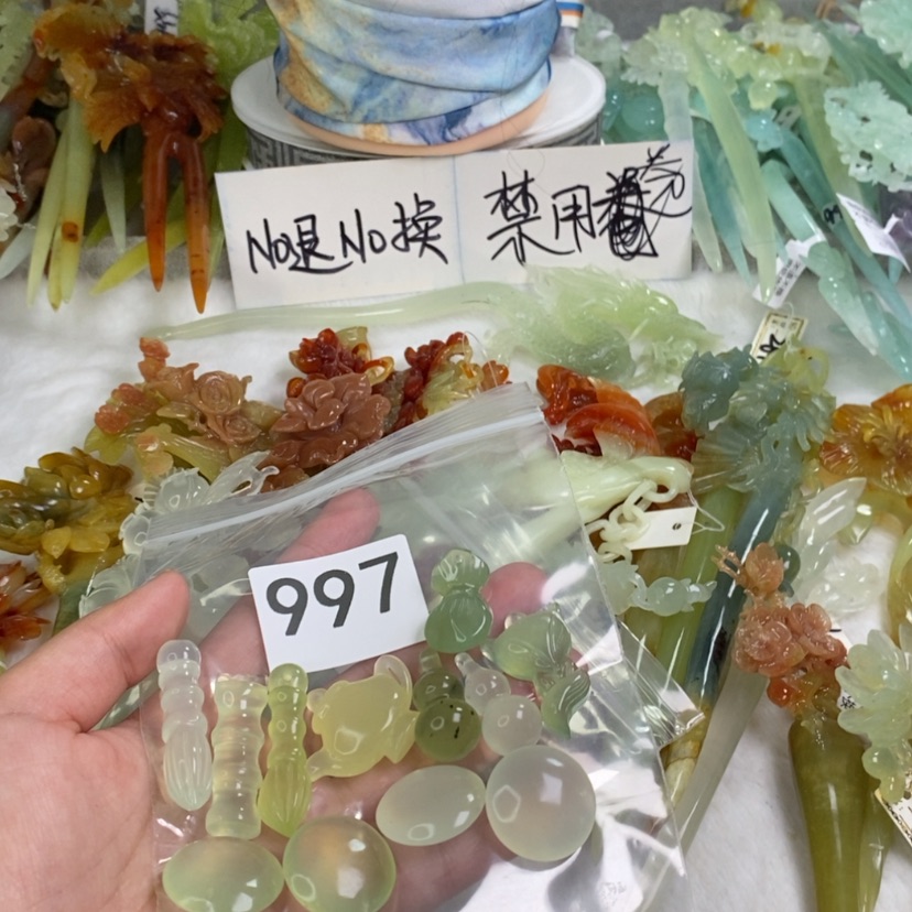 【闪购商品】岫玉发饰未镶嵌英*盲
