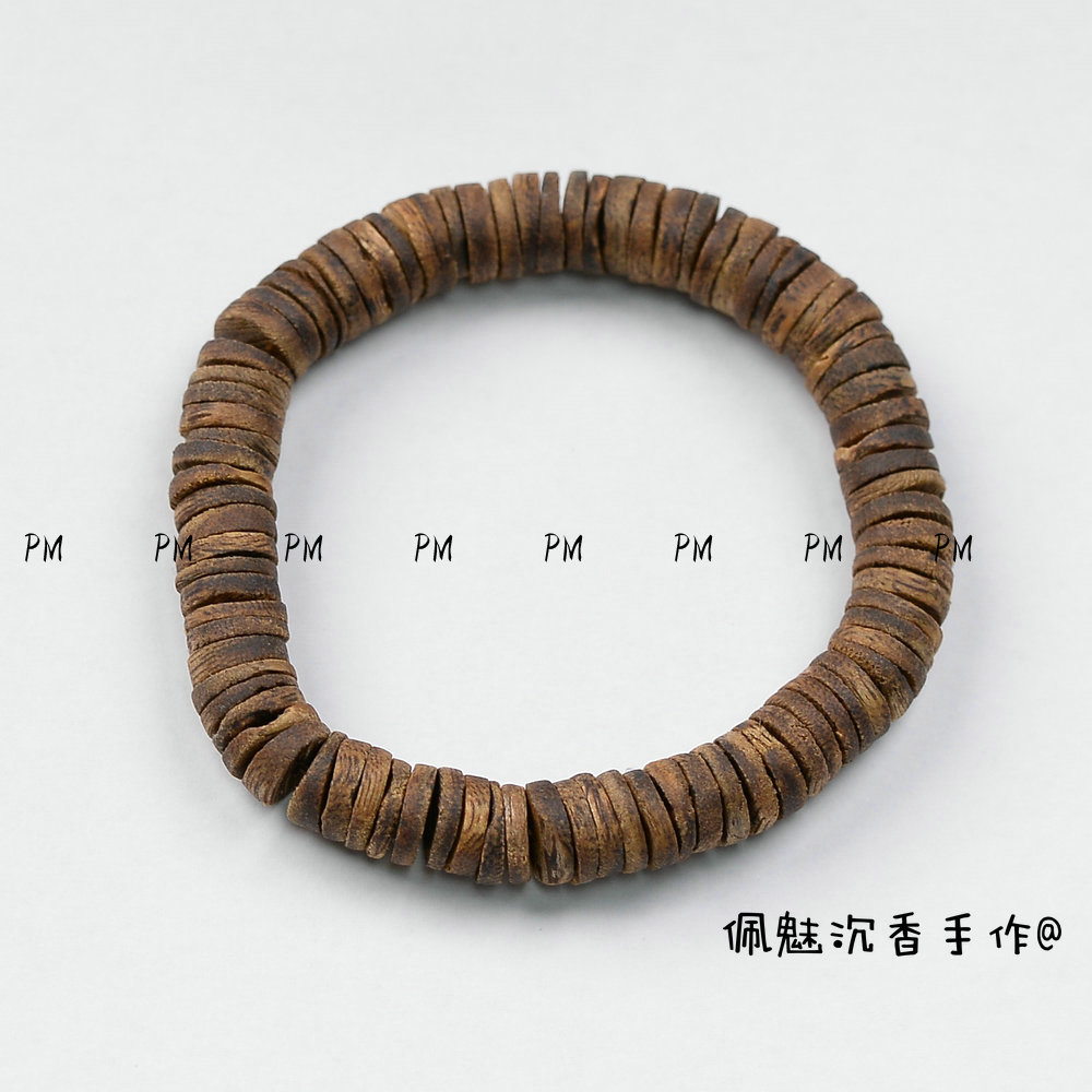 沉香04随形药片10mm珠海南天然绿奇楠沉香手串老料沉水浮文玩手链
