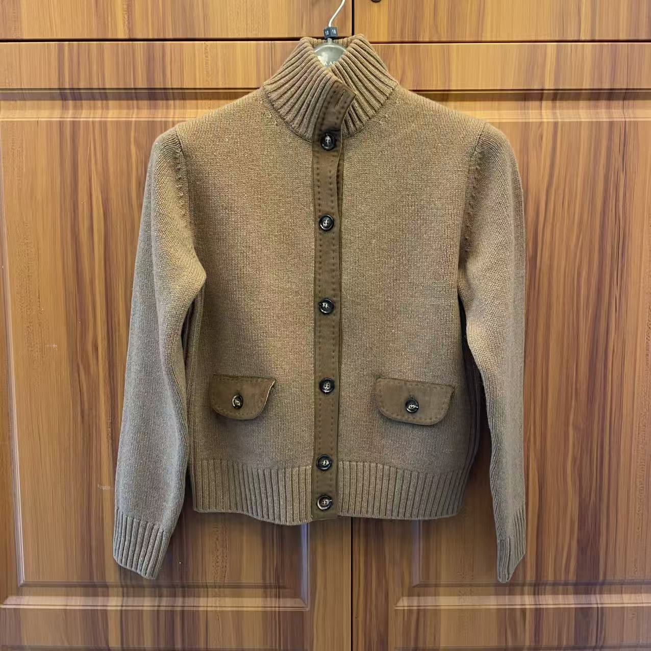 【50玫瑰】针织圆领宽松型加厚厚款立领轻奢正肩袖羊毛衫灰色女装