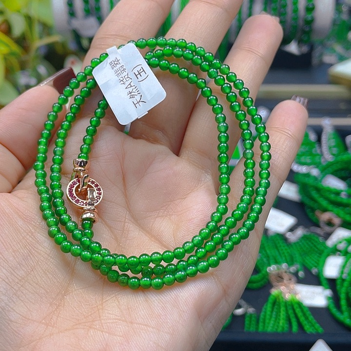 翡翠颈饰未镶嵌宝**珠圆珠项链3