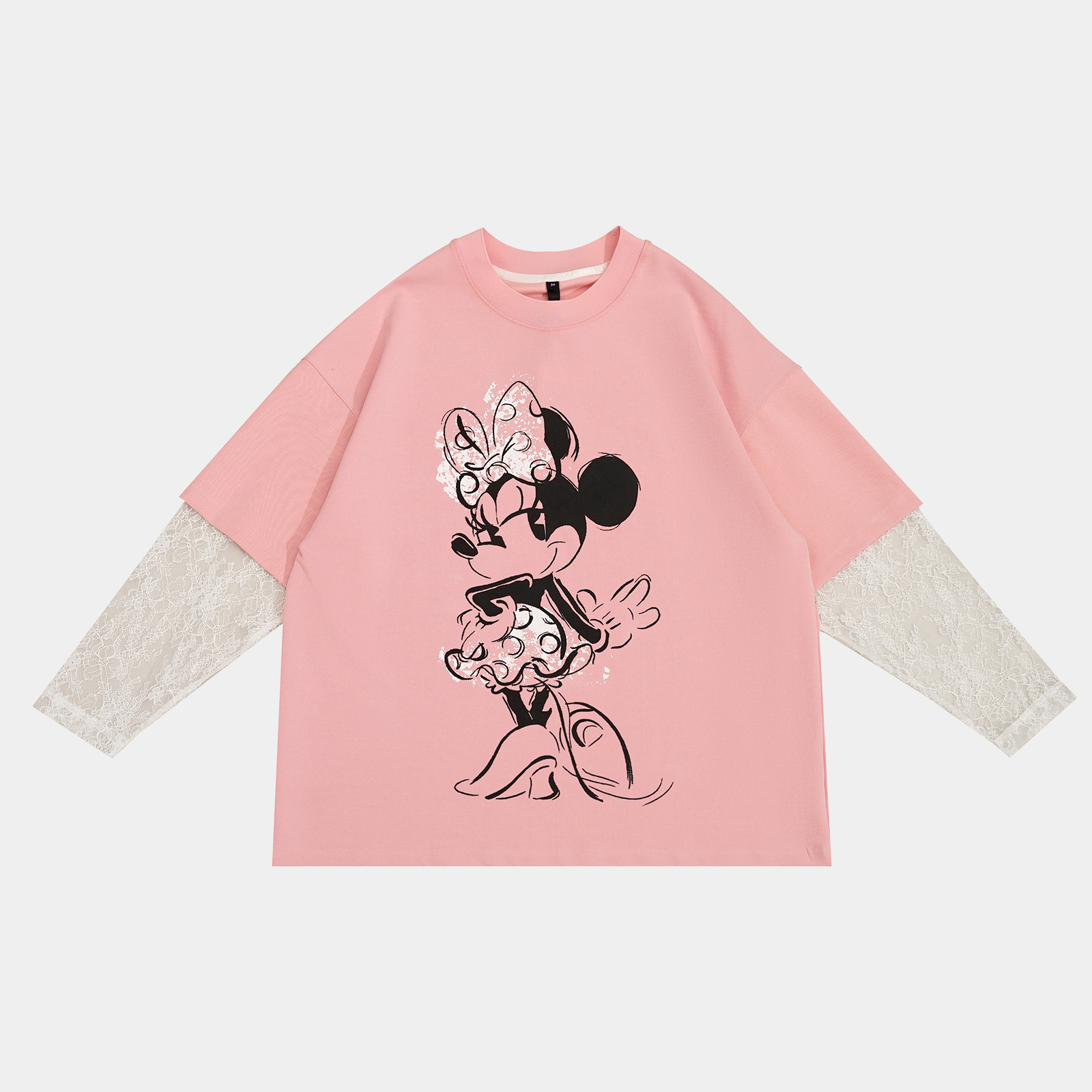 25N夏季新款轻奢高级美式街头潮流“婚纱米妮”蕾丝长袖T恤 152374