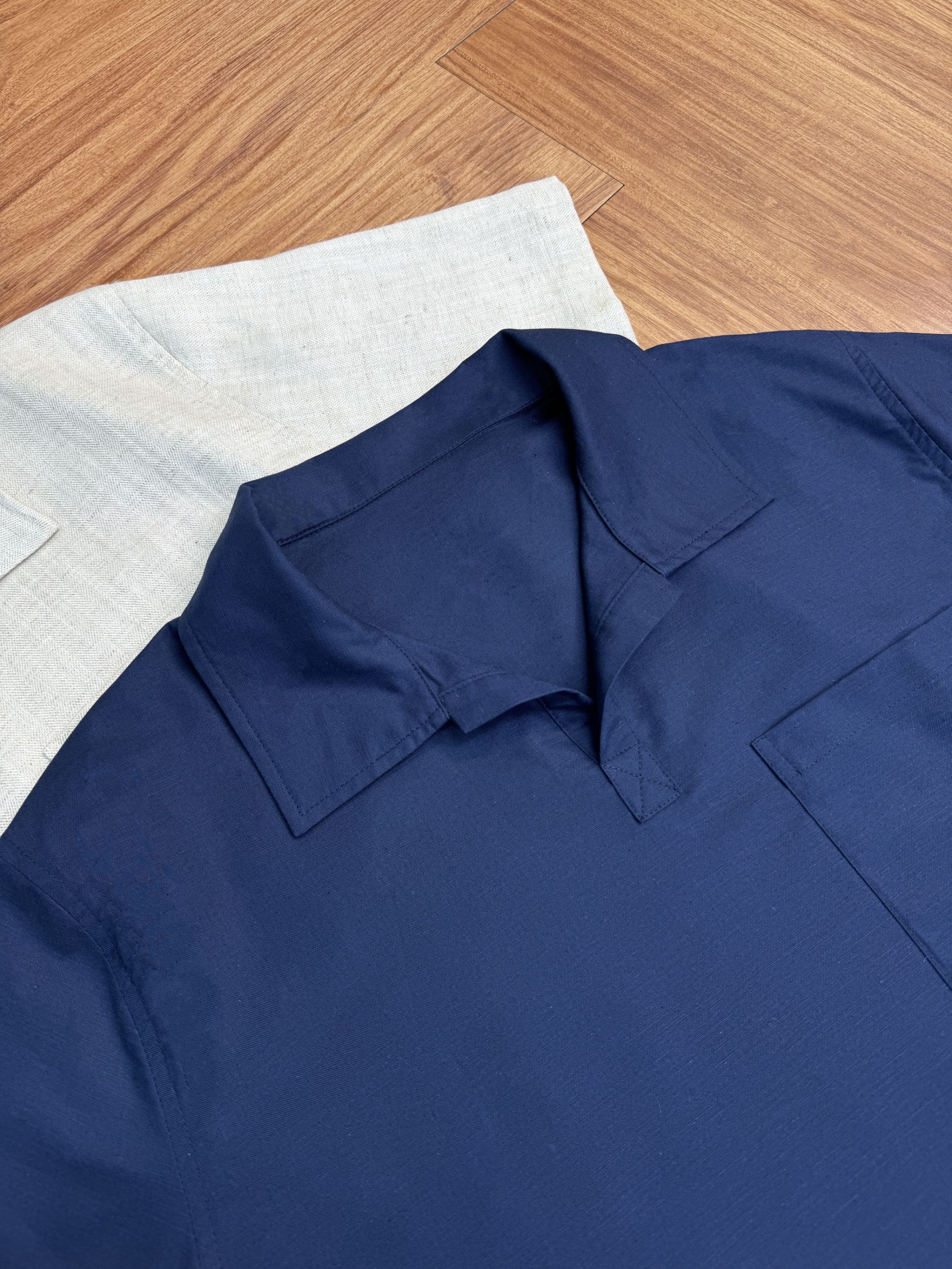 LL 纯亚麻25年夏季新款POLO海鸥领休闲宽松短袖