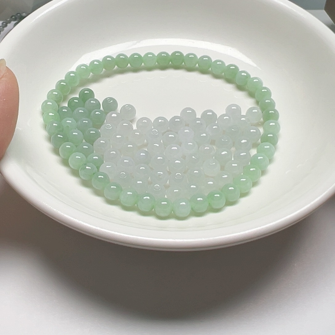 散珠翡翠念*纯天然缅甸翡翠A货卡4.6，90颗
