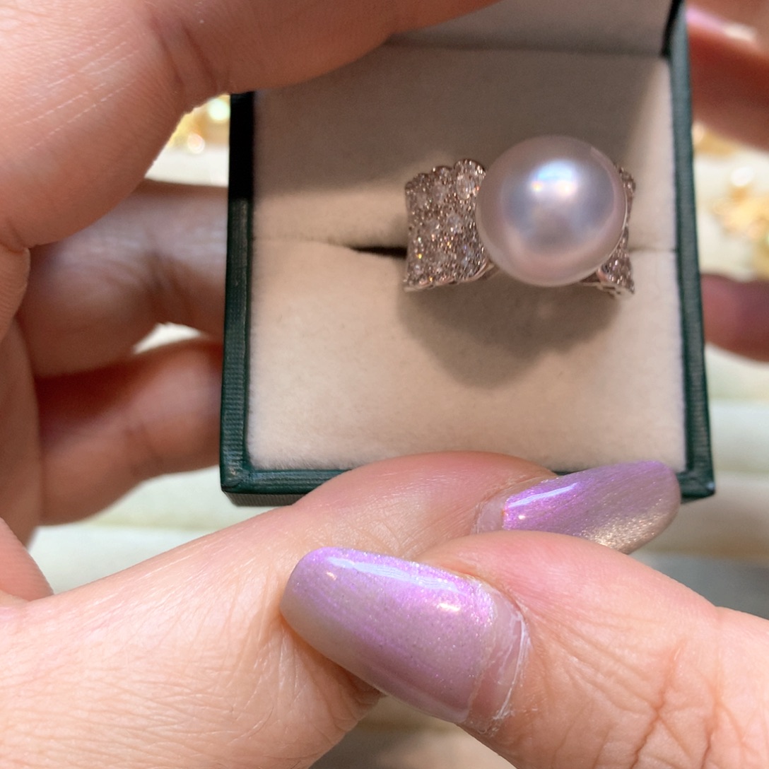 海水珍珠戒指银S925镶嵌