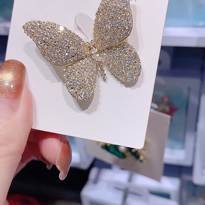 锆石铜合金蝴蝶胸针