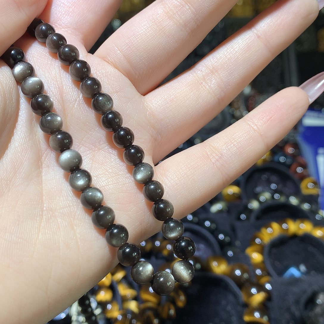 黑曜岩手链未镶嵌一***球