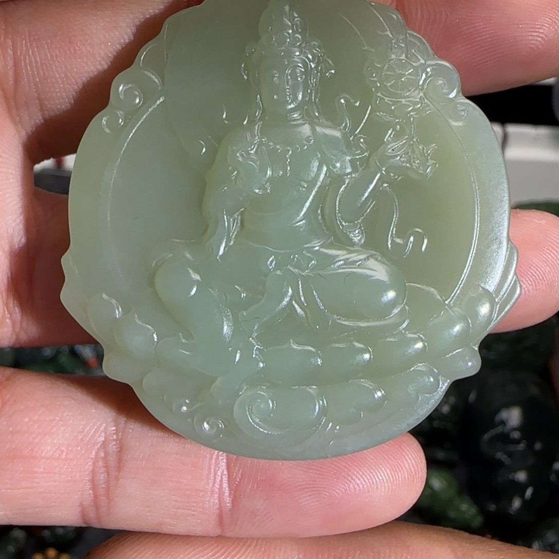 伟***领和田玉未镶嵌颈饰和田玉观音吊坠挂件