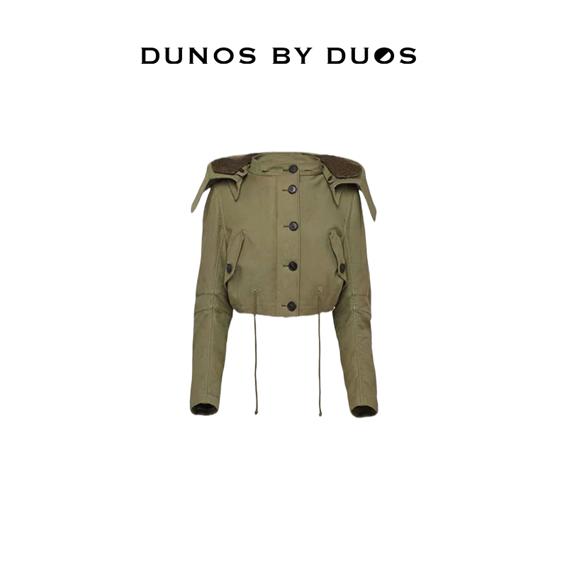 【Dunos】美式复古连帽休闲夹克外套通勤百搭设计感短款上衣外套
