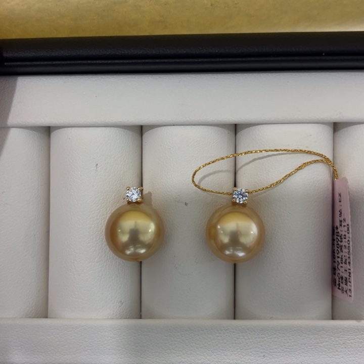 海水珍珠上新金珠王妃耳钉12-13mm18K金镶嵌