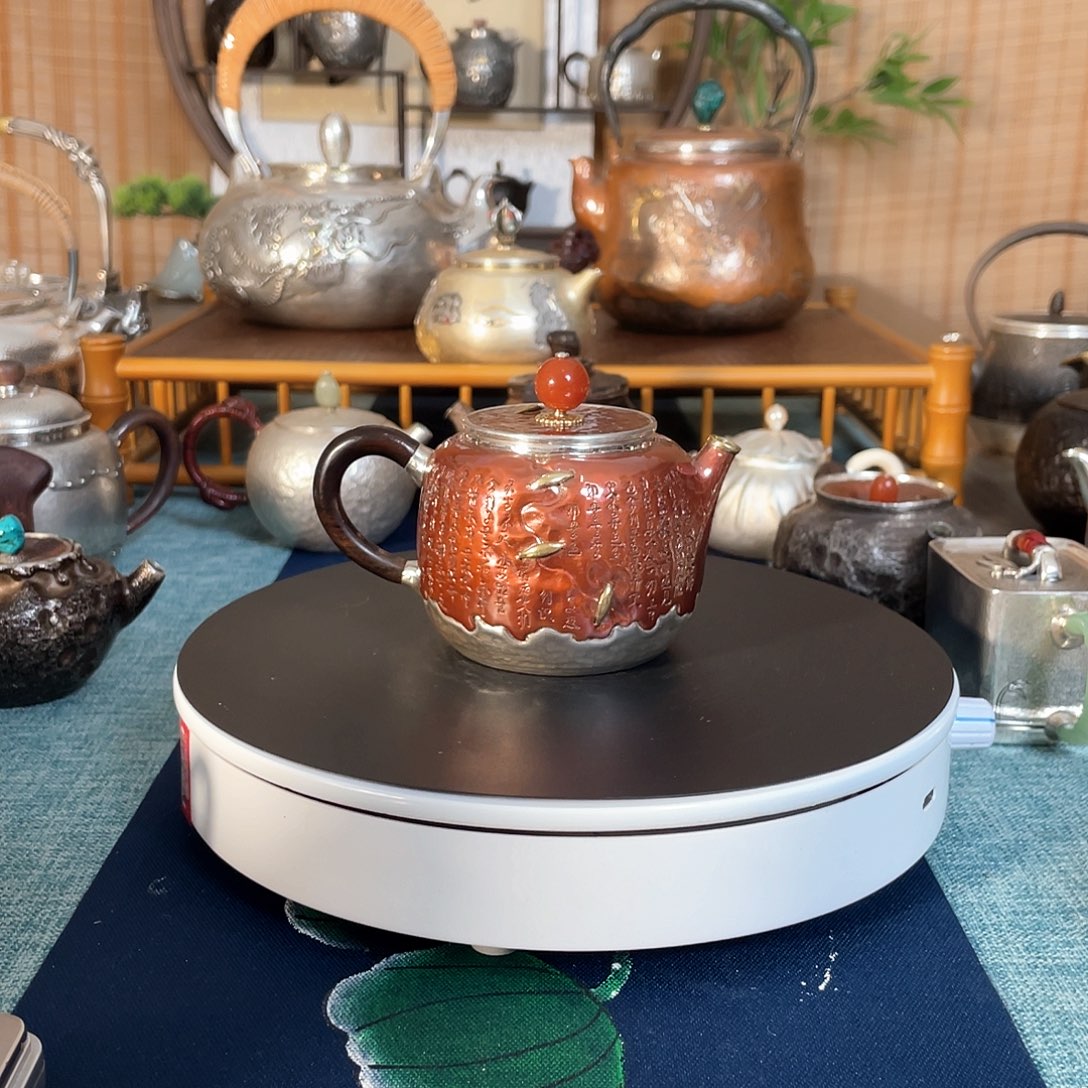 十*颗铜包银泡茶壶壶口