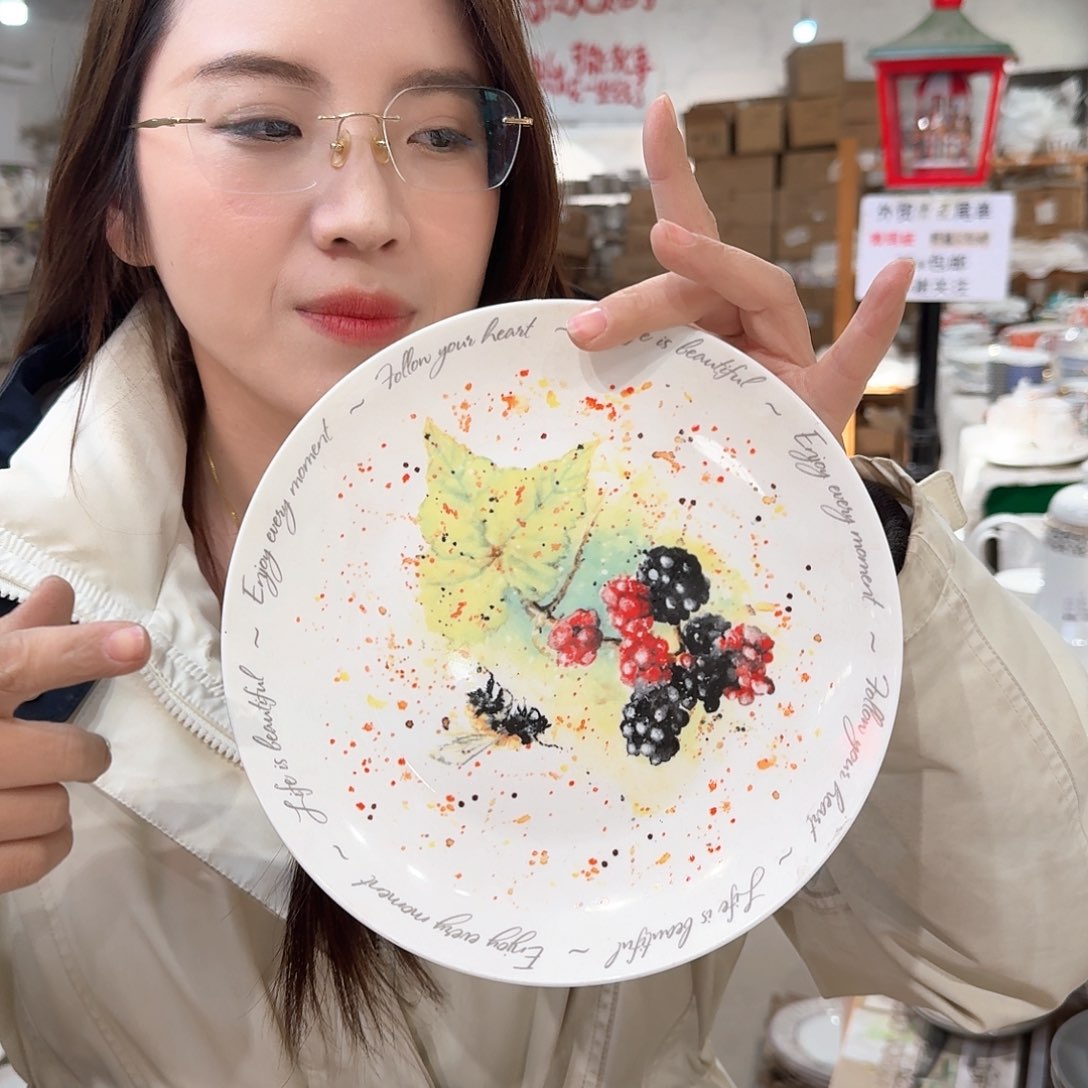 瓷骨瓷8英寸20cm平盘一只外贸尾单