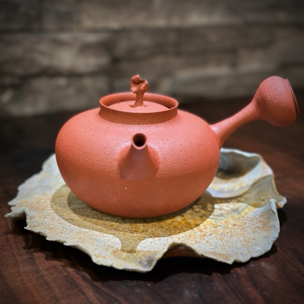 潮简正品 吴义永 朱泥盘古砂铫壶 550cc潮州手拉朱泥壶全手工煮水