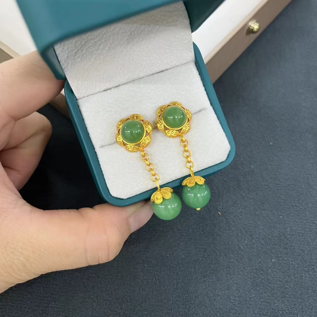 铜合金亚克力耳饰 藏式小巧灵动天圆珠耳环女时尚简约阳耳坠气质