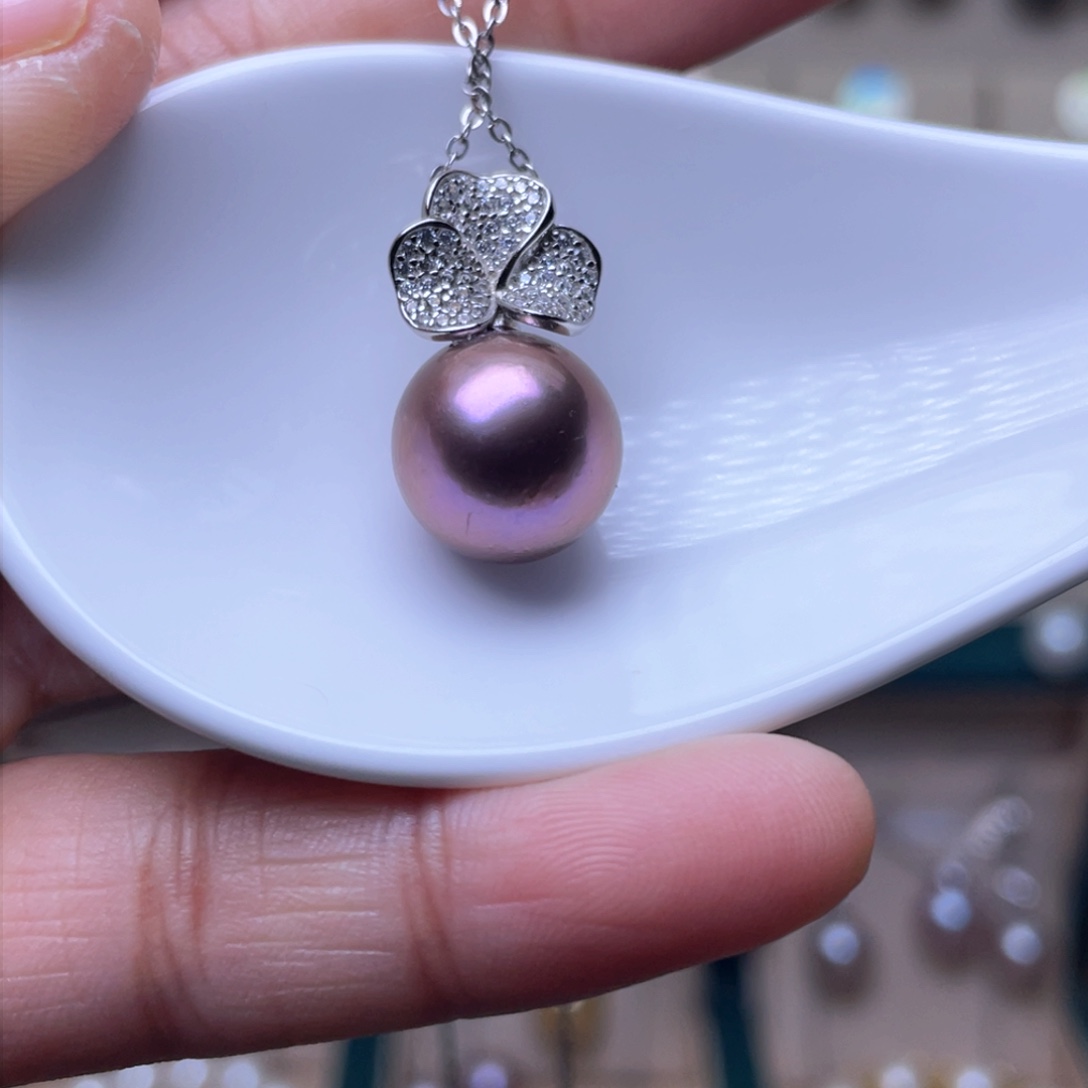 淡水珍珠吊坠银S925镶嵌