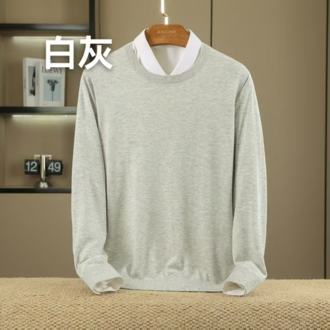 老板推荐蚕丝羊毛男士小圆领舒适柔软