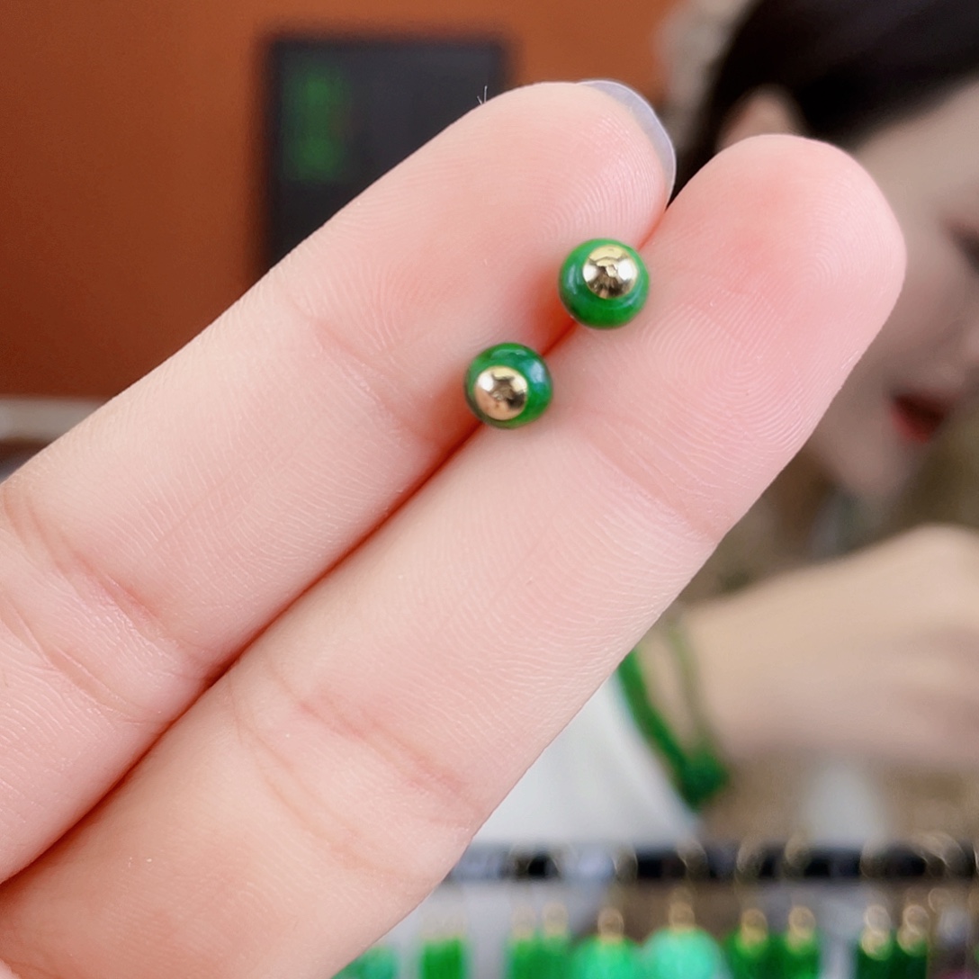 翡翠银S925镶嵌耳饰