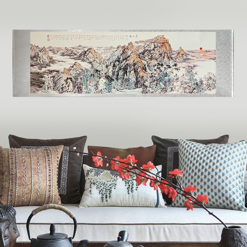 泰山颂【国画山水】横幅八尺卷轴装饰画D6