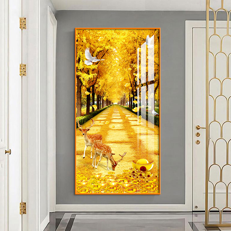 金光大道麋鹿玄关家居装饰画过道走廊挂画