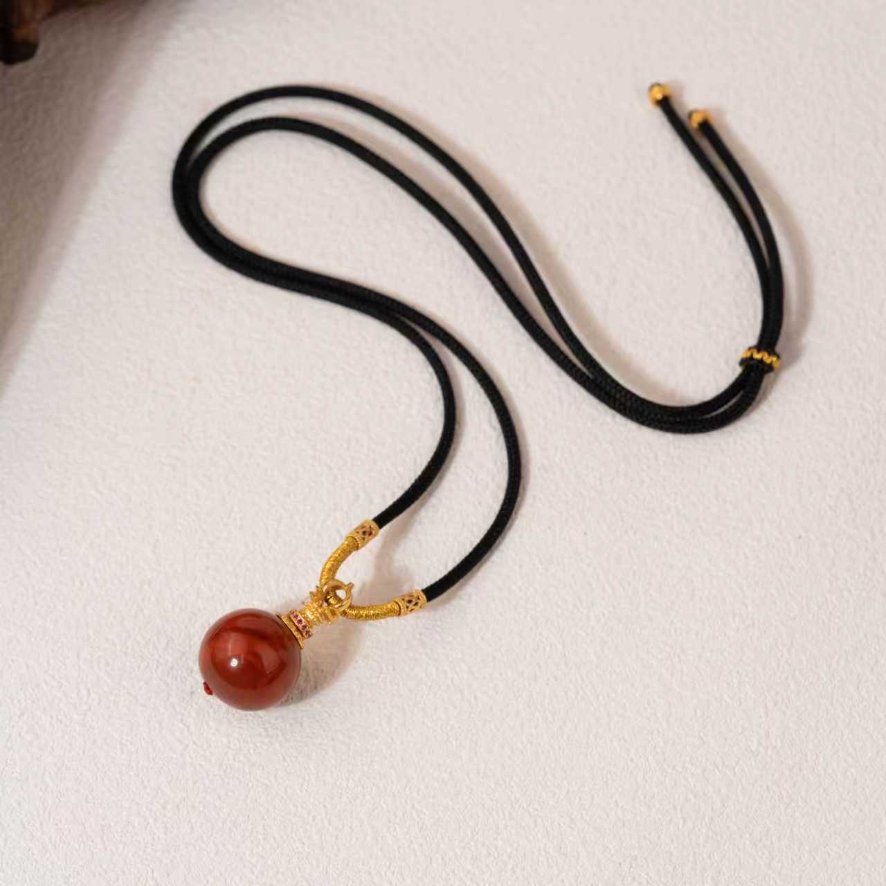 天然极品火焰纹南红大单珠吊坠17mm-NH127（多样性其一）