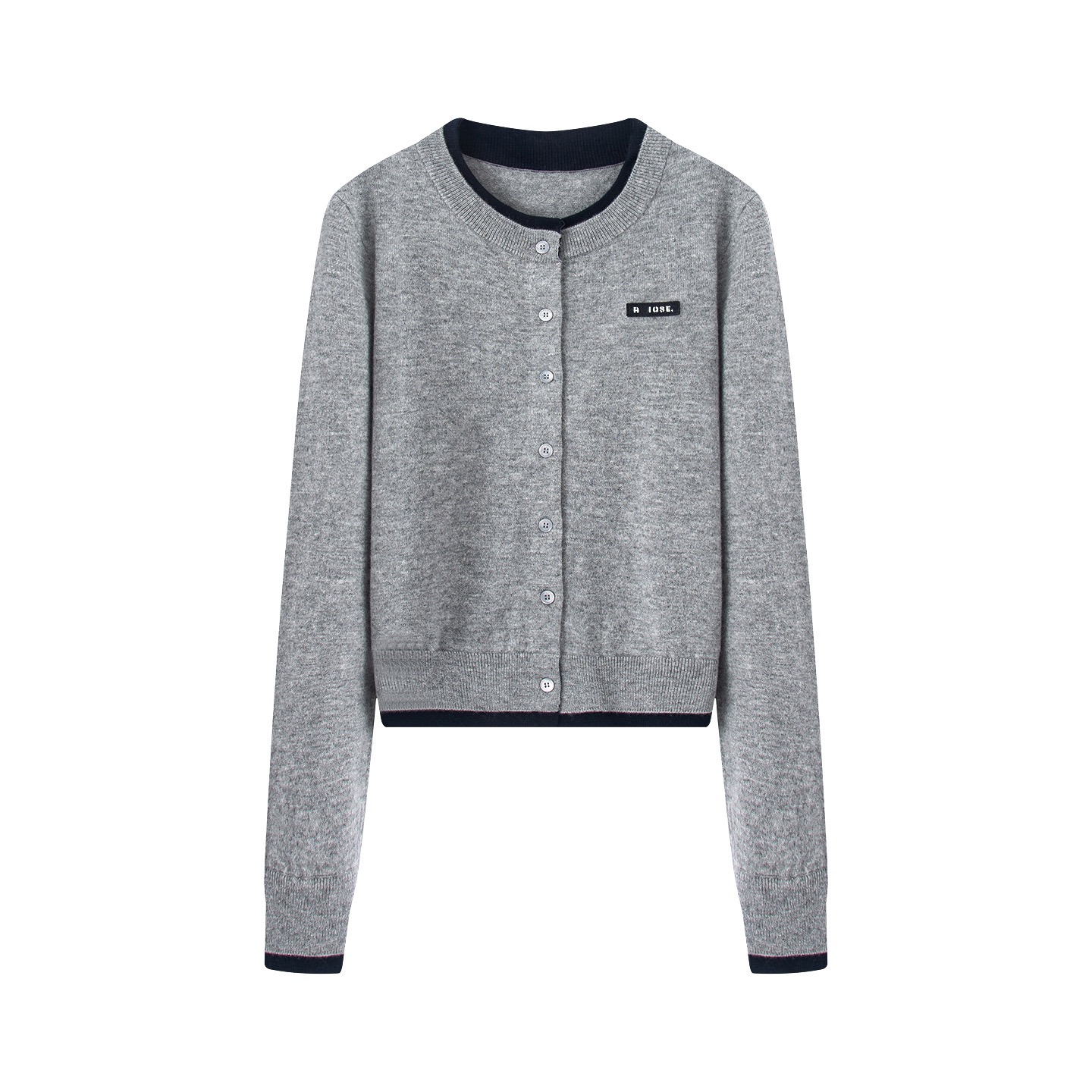 -2025秋冬百搭修身显瘦假两件针织开衫绵羊毛上衣女4146