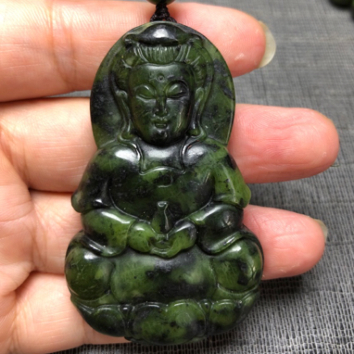 藏玉药王石高冰观音牌子 随机发货