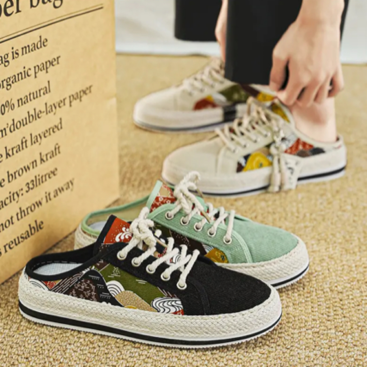 帆布鞋男鞋夏季透气无后跟半拖鞋青少年休闲一脚蹬布鞋2025新款