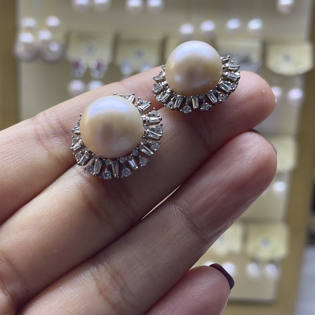 耳饰淡水珍珠银S925镶嵌