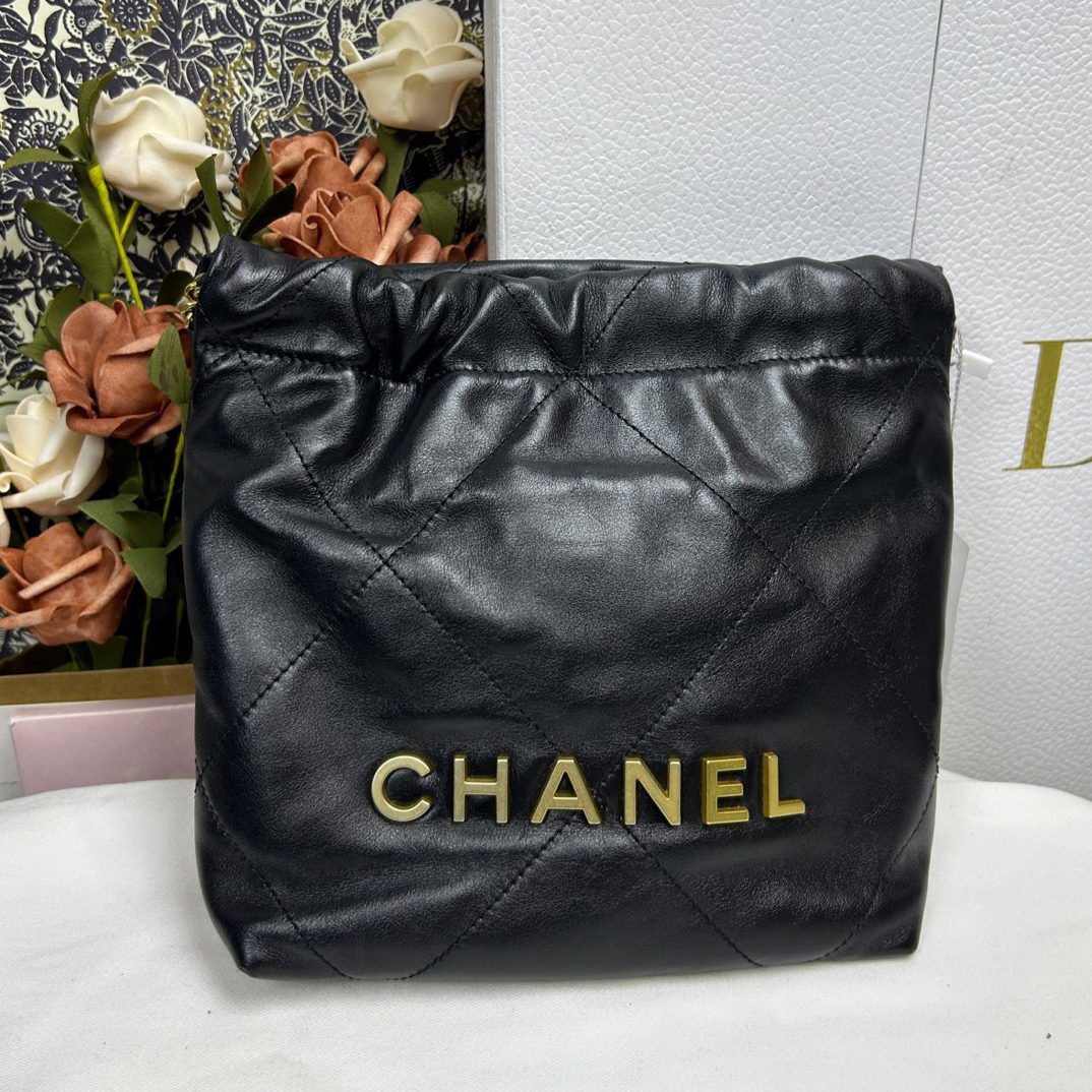 99新 Chanel/香奈儿 23K黑金22bagmini手提斜挎包