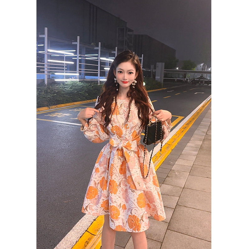 【柿柿如意】连衣裙拼接收腰气质法式设计感显瘦时尚小众宽松秋季